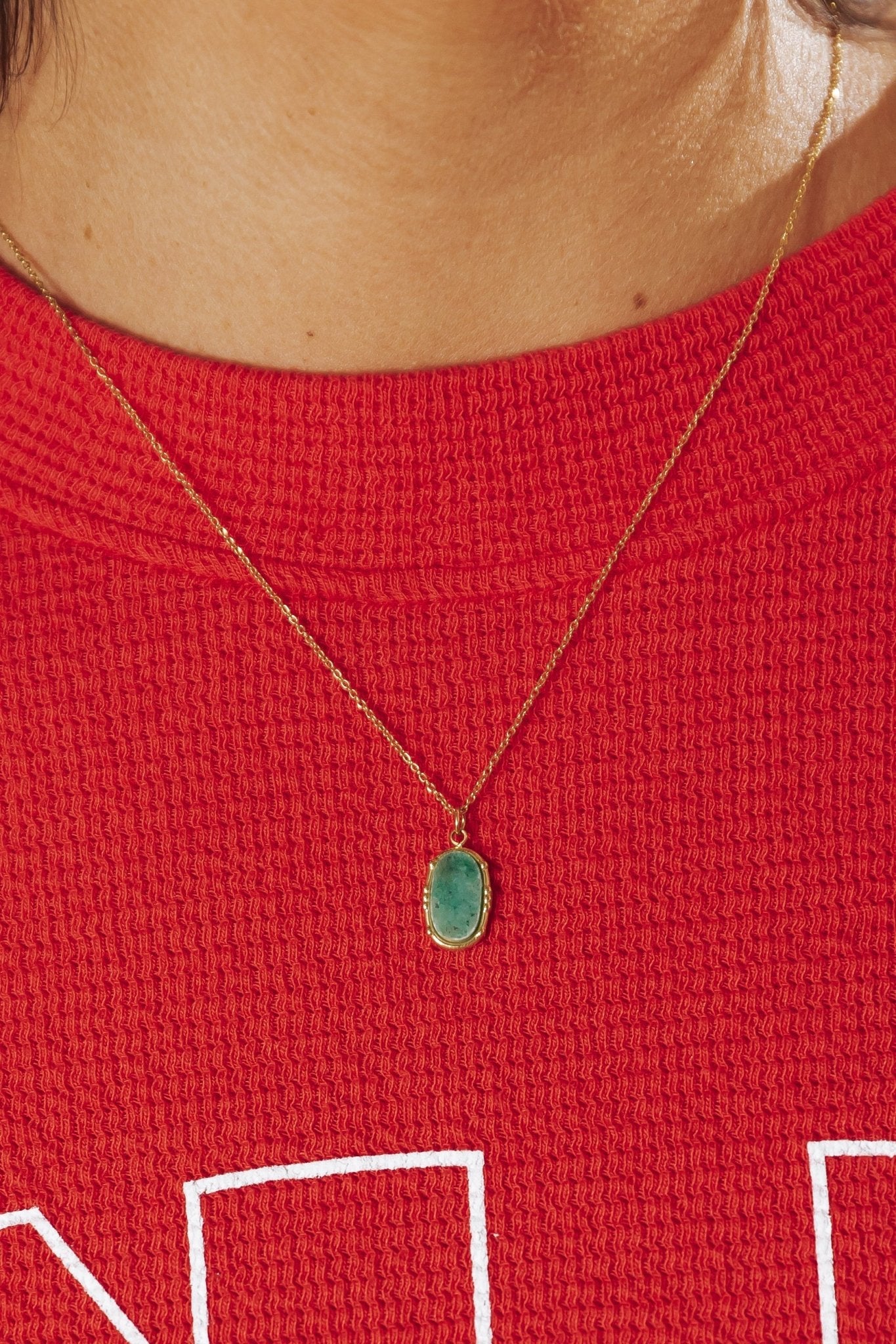 Green Oval Stone Pendant Necklace - Magnolia Boutique