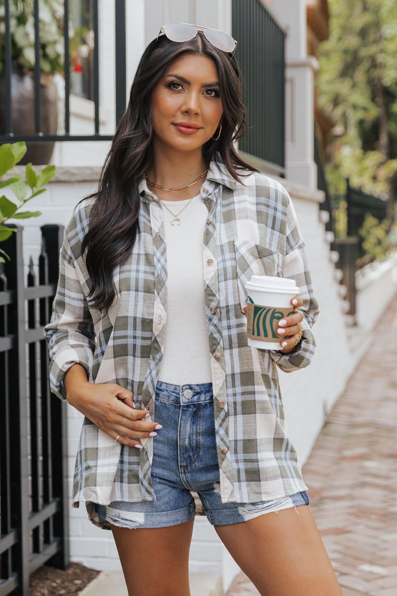 Green Plaid Button Down Shirt - Magnolia Boutique