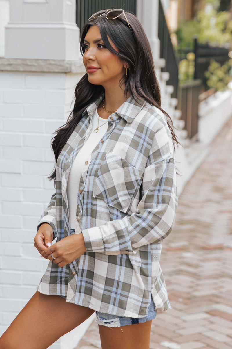 Green Plaid Button Down Shirt - Magnolia Boutique