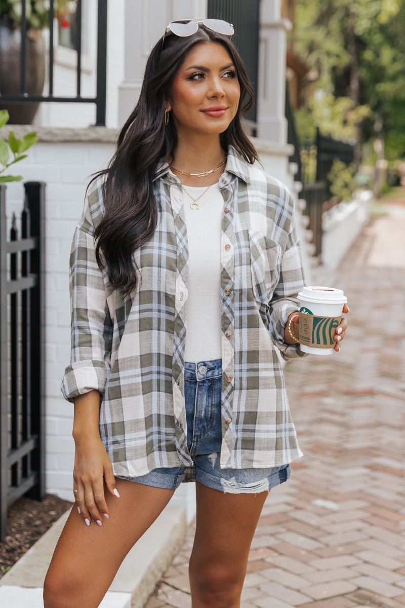 Green Plaid Button Down Shirt - Magnolia Boutique