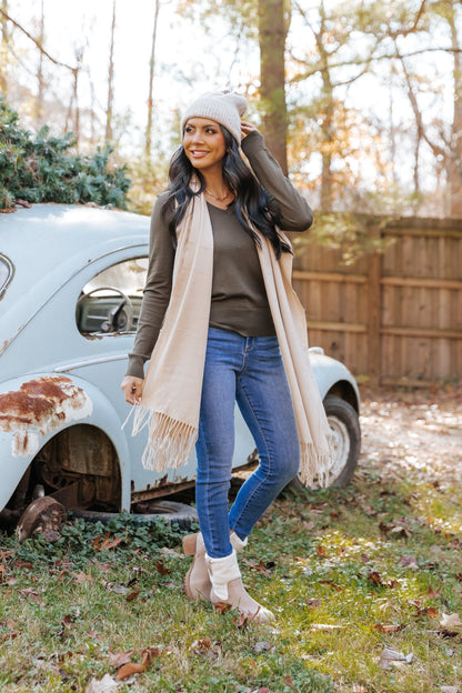 Green Soft V - Neck Sweater - Magnolia Boutique