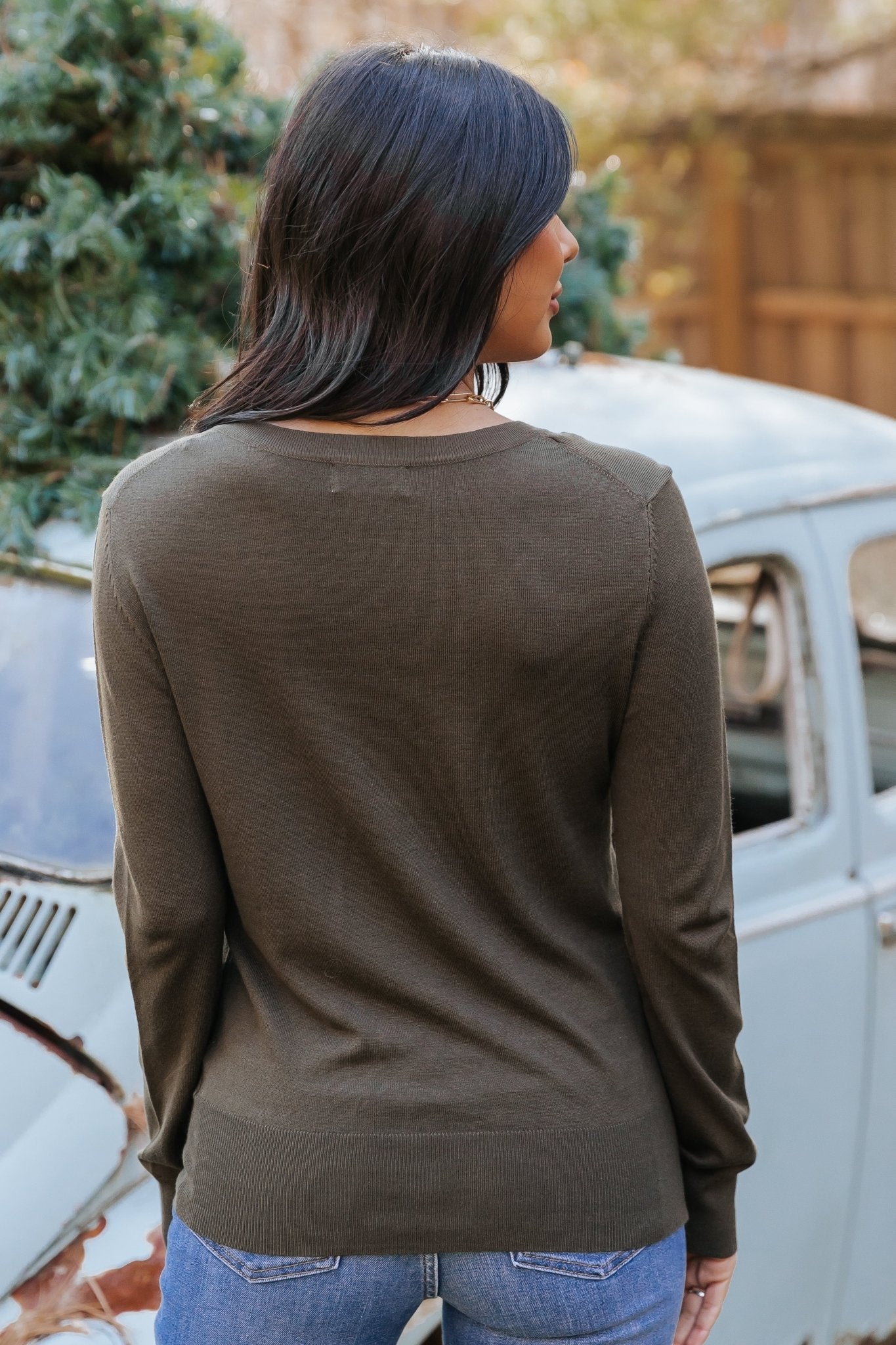 Green Soft V - Neck Sweater - Magnolia Boutique