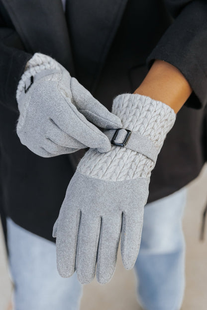 Grey Braided Touchscreen Winter Gloves - Magnolia Boutique