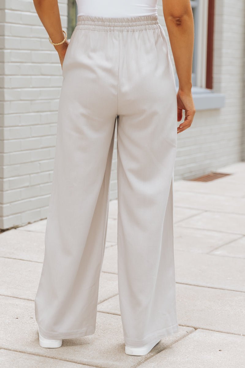 Grey Drawstring Linen Pants - Magnolia Boutique