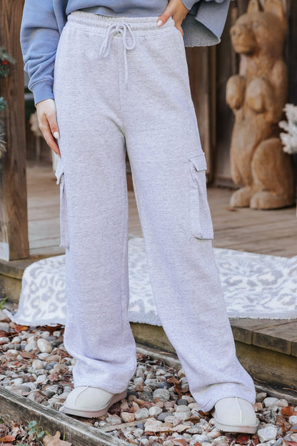 Grey Fleece Cargo Pants - Magnolia Boutique