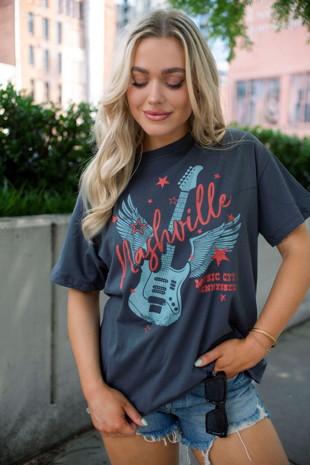 Grey Nashville Music City Graphic Tee | Pre Order - Magnolia Boutique