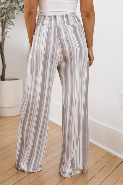 Grey Striped Wide Leg Pants - Magnolia Boutique