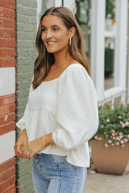 Hannah Cream Babydoll Top - Magnolia Boutique