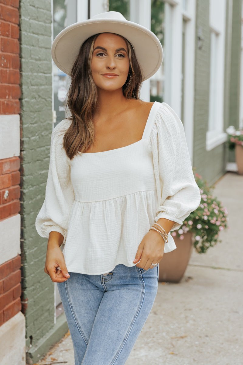 Hannah Cream Babydoll Top - Magnolia Boutique