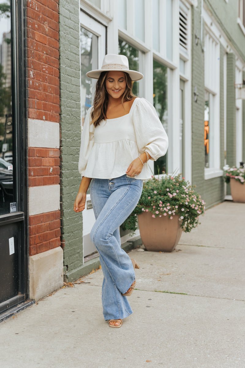 Hannah Cream Babydoll Top - Magnolia Boutique