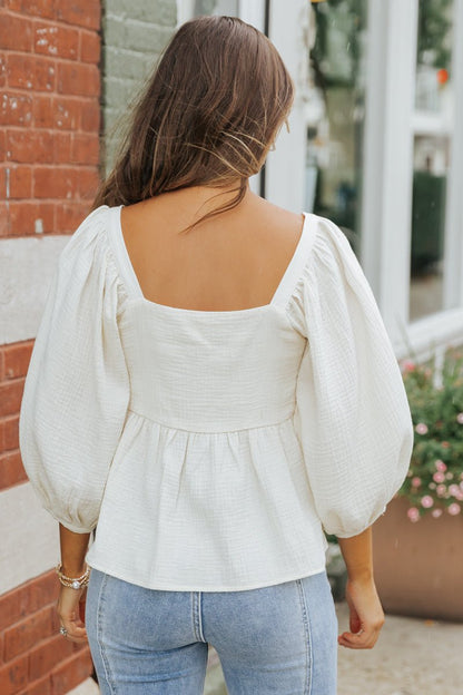 Hannah Cream Babydoll Top - Magnolia Boutique