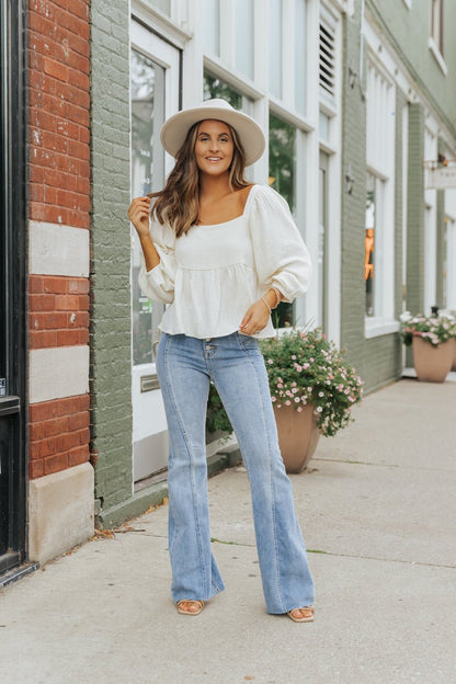 Hannah Cream Babydoll Top - Magnolia Boutique