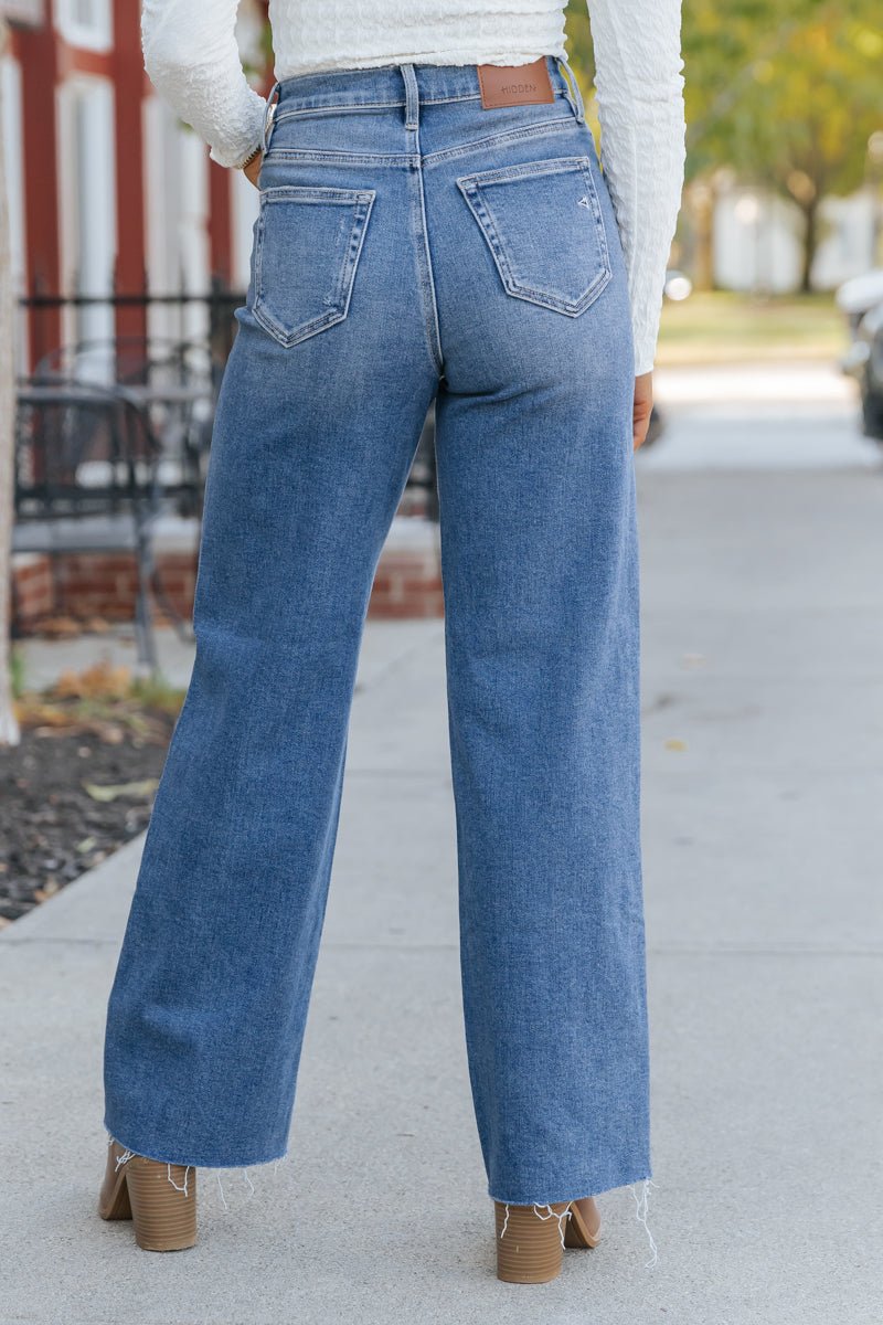 Hidden Medium Wash Dad Jeans - Magnolia Boutique