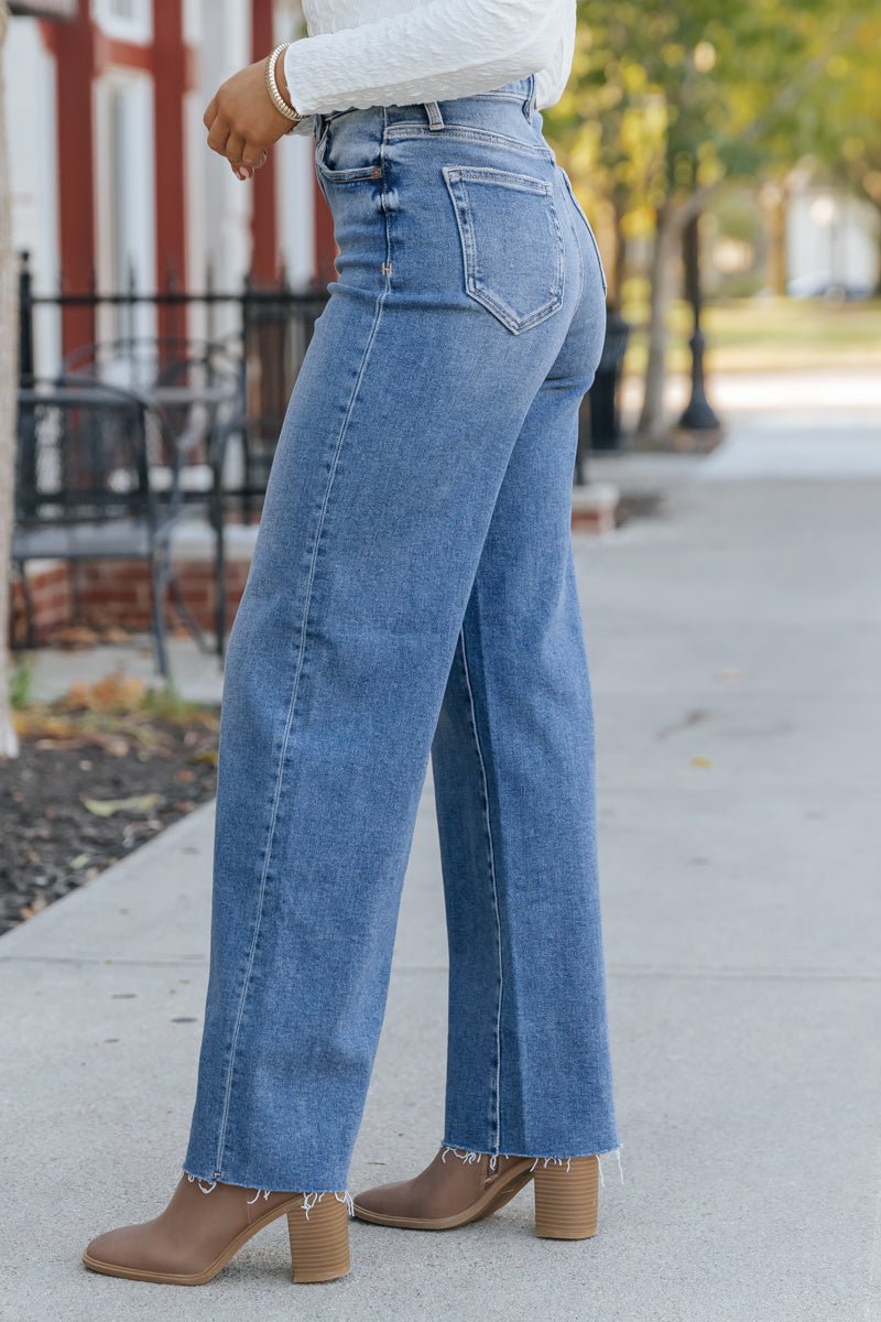 Hidden Medium Wash Dad Jeans - Magnolia Boutique