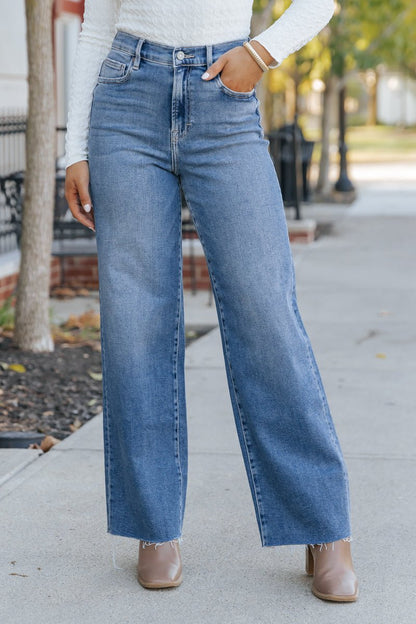 Hidden Medium Wash Dad Jeans - Magnolia Boutique