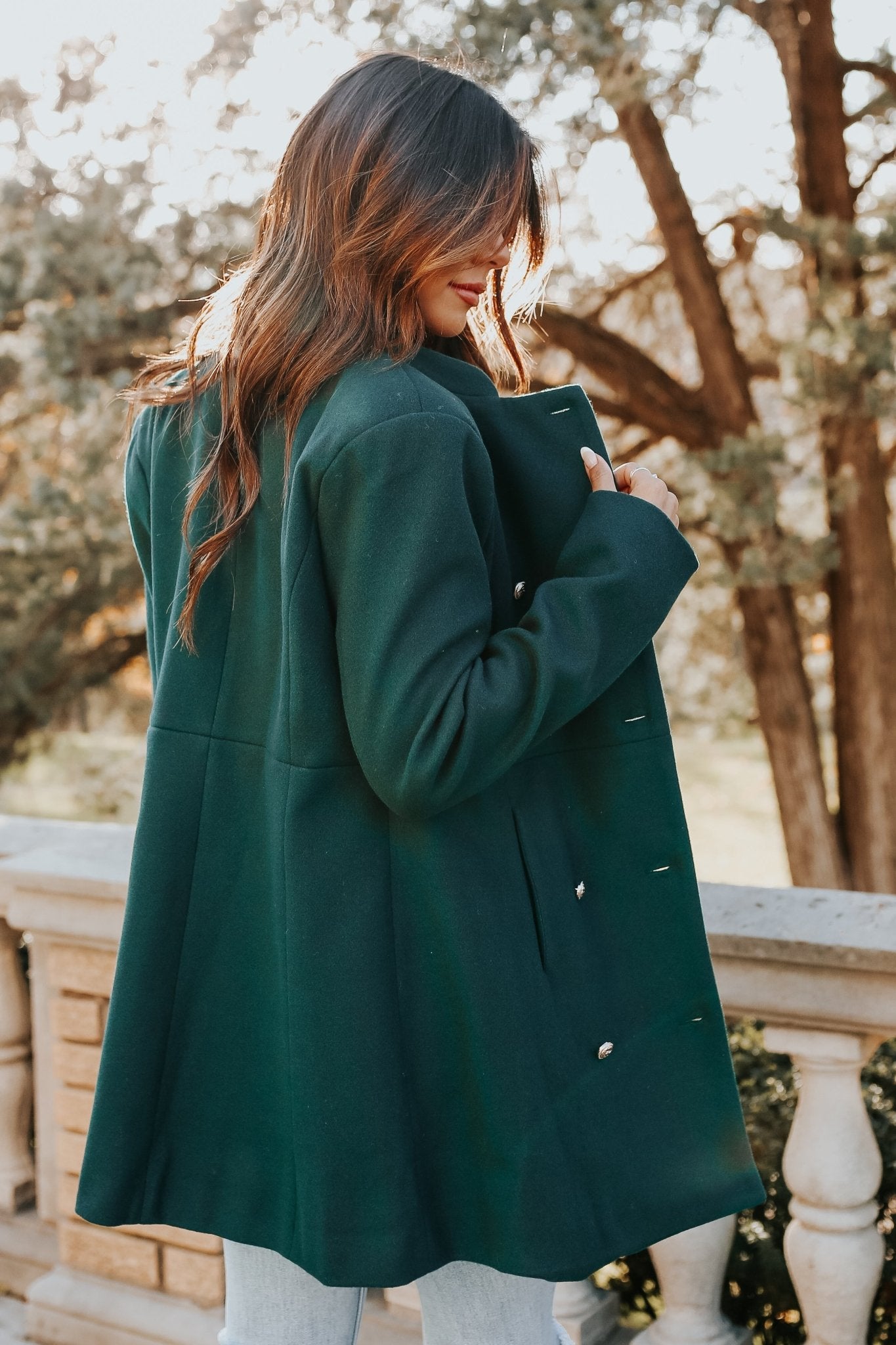 Hunter Green Double Breasted Peacoat - Magnolia Boutique