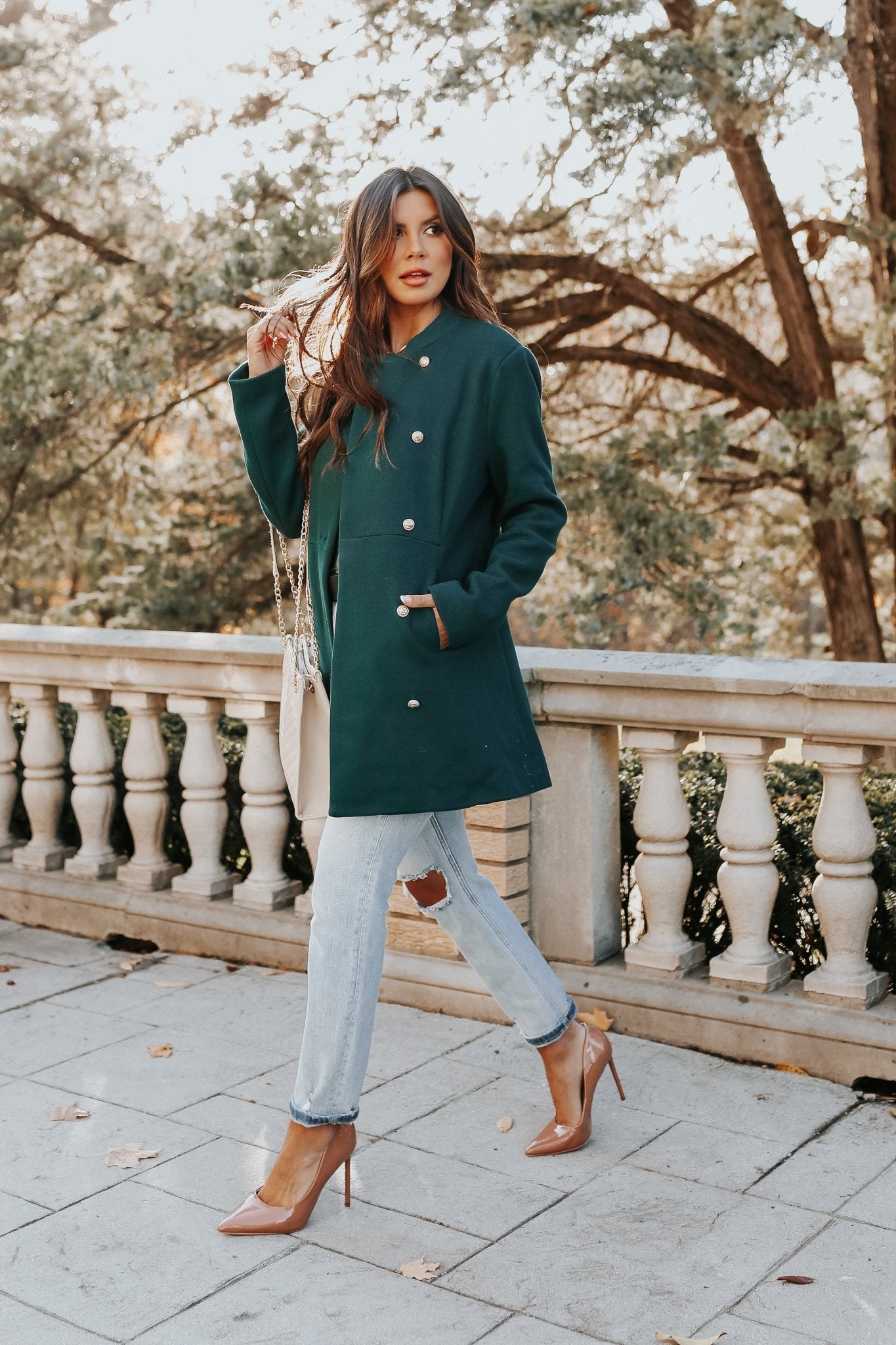 Hunter Green Double Breasted Peacoat - Magnolia Boutique