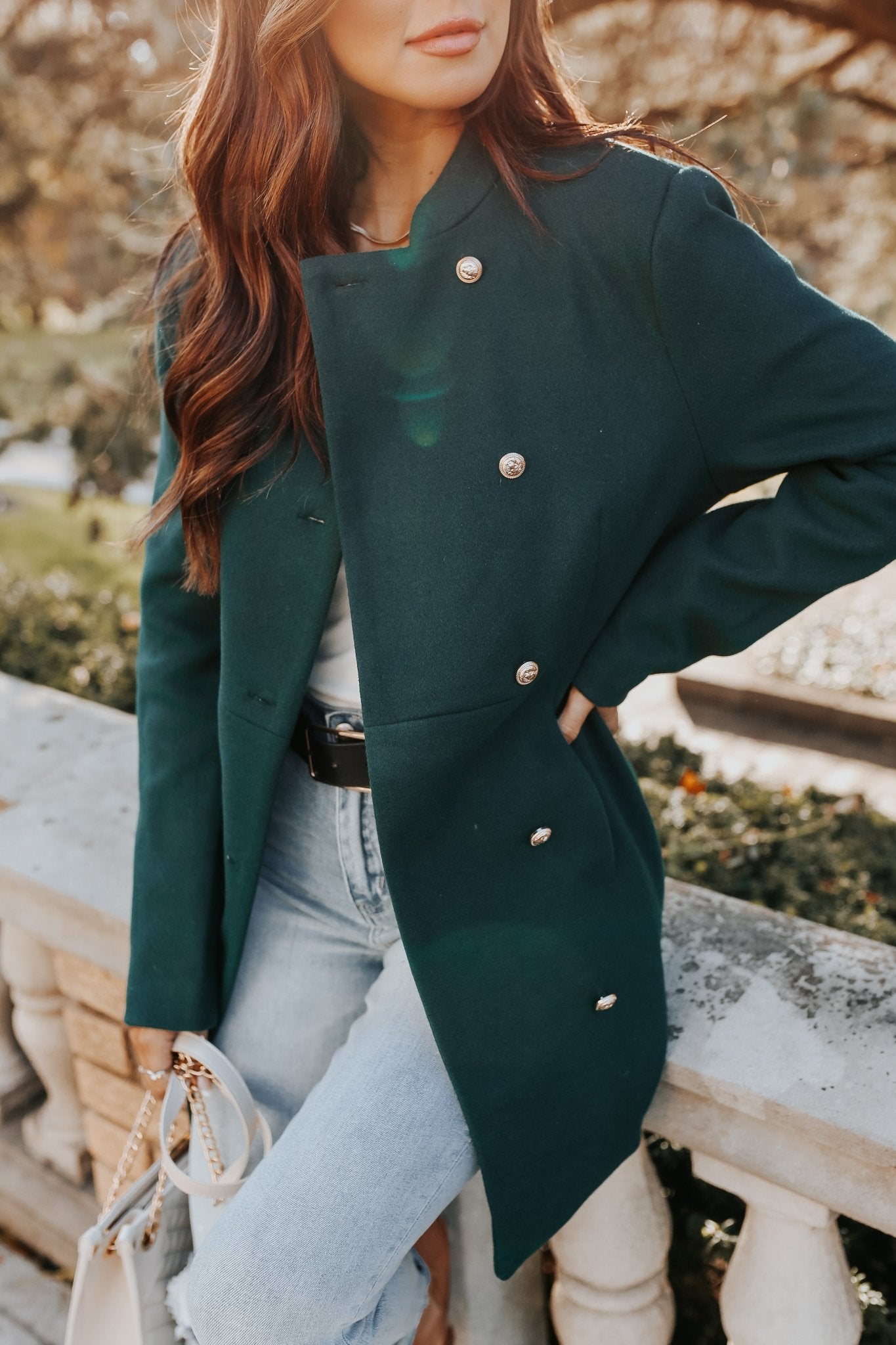 Hunter Green Double Breasted Peacoat - Magnolia Boutique