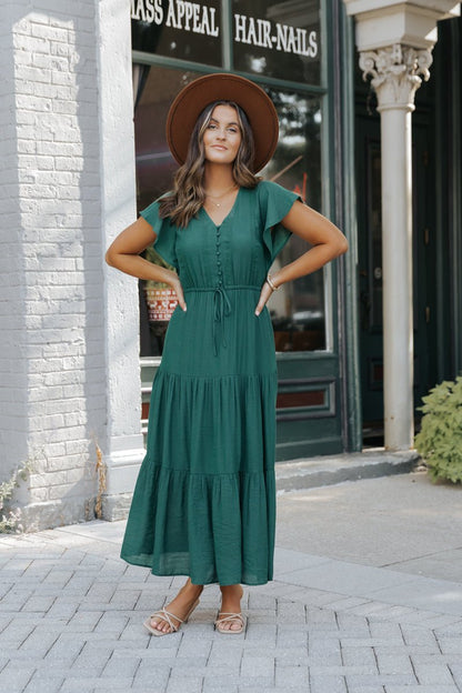 Hunter Green Lace Tiered Maxi Dress | Pre Order - Magnolia Boutique