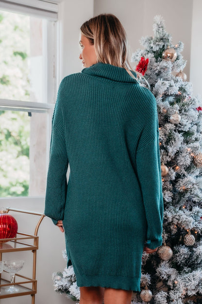 It's A Beaut Turtleneck Sweater Dress - Green - Magnolia Boutique