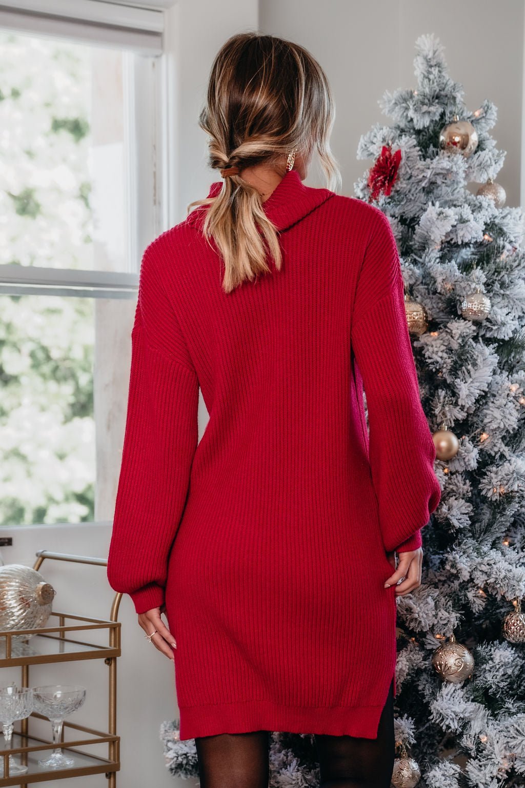 It's A Beaut Turtleneck Sweater Dress - Red - Magnolia Boutique