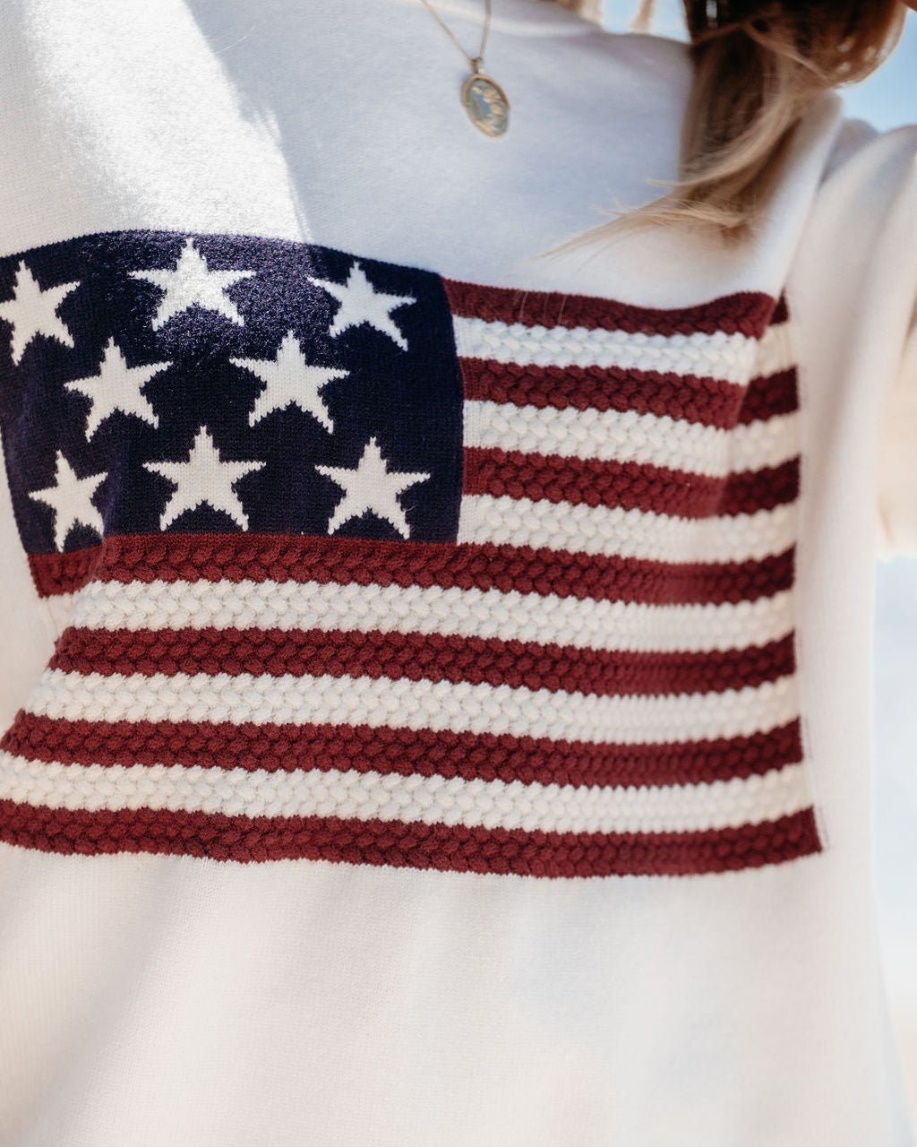 Ivory American Flag Pullover Sweater - Magnolia Boutique