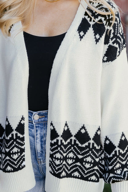 Ivory and Black Aztec Print Cardigan - Magnolia Boutique