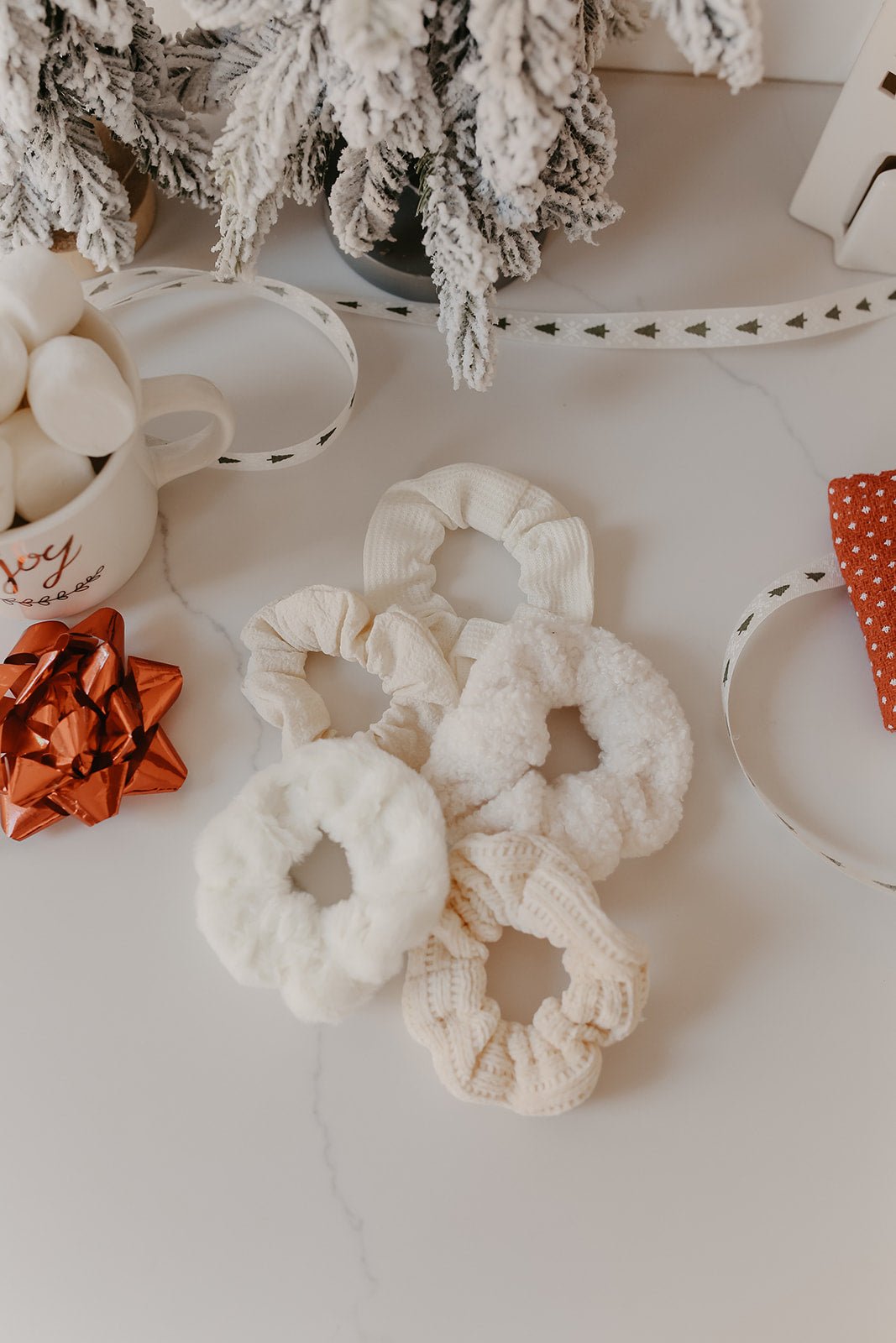 Ivory Assorted Velvet Scrunchies Set - Magnolia Boutique