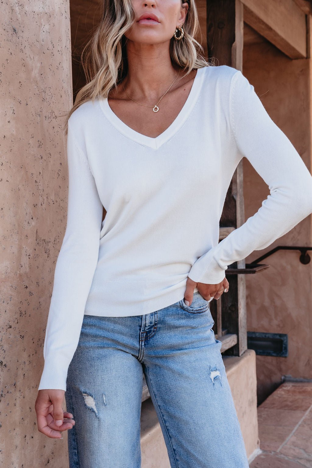 Ivory Soft V - Neck Sweater - Magnolia Boutique