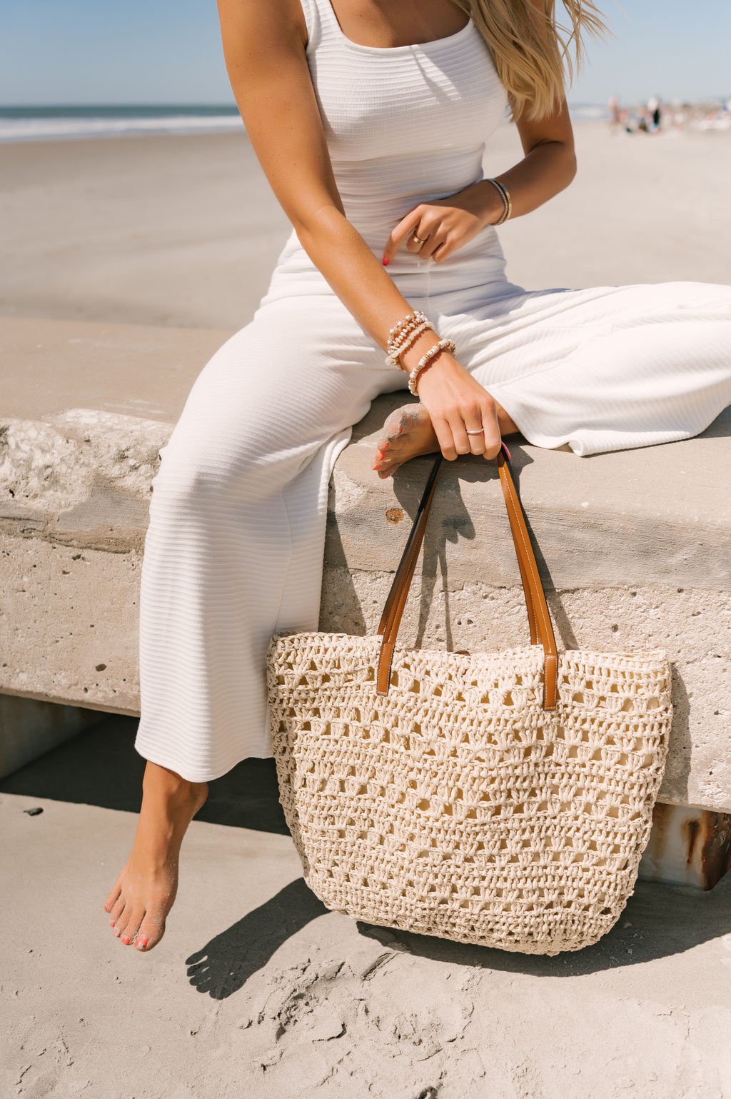 Ivory Straw Braided Tote Bag - Magnolia Boutique