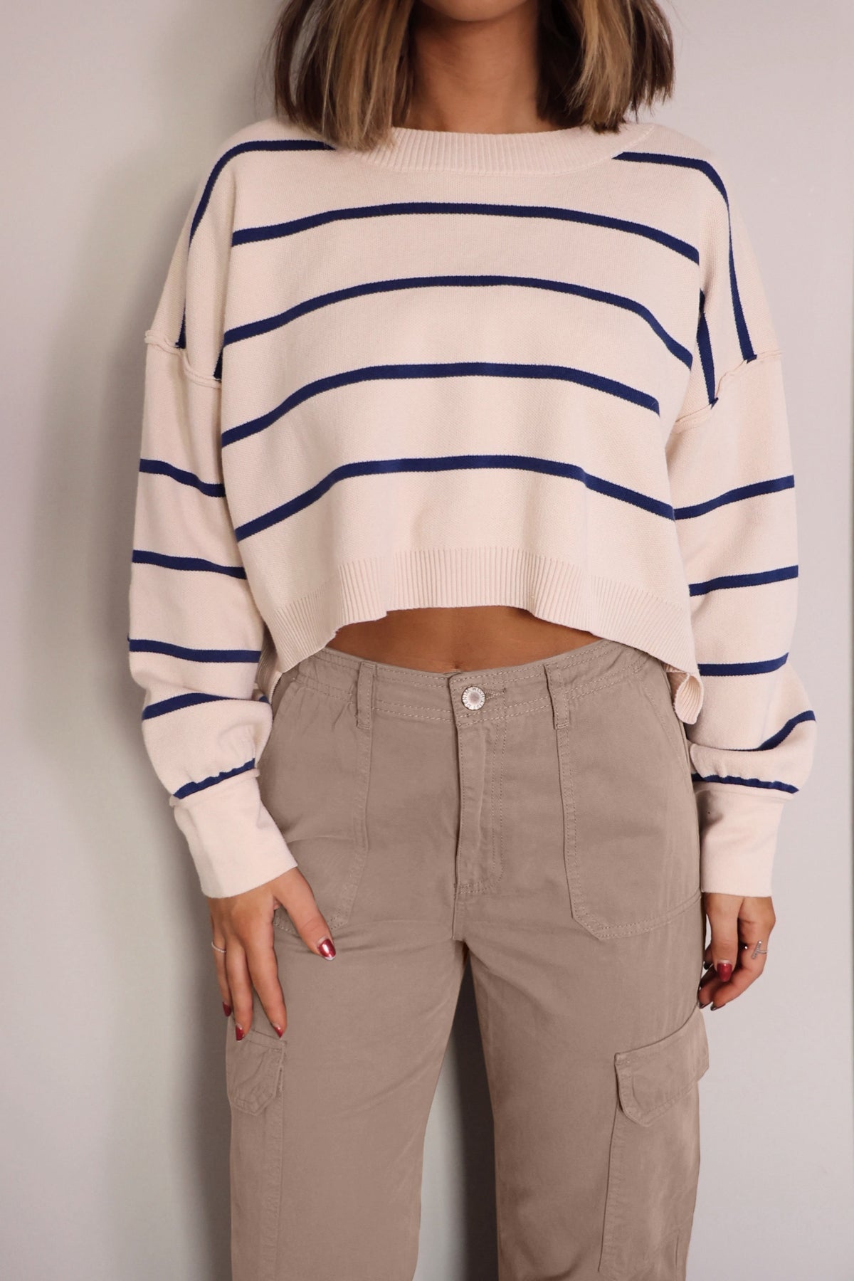 Ivory Striped Pullover Sweater - Magnolia Boutique