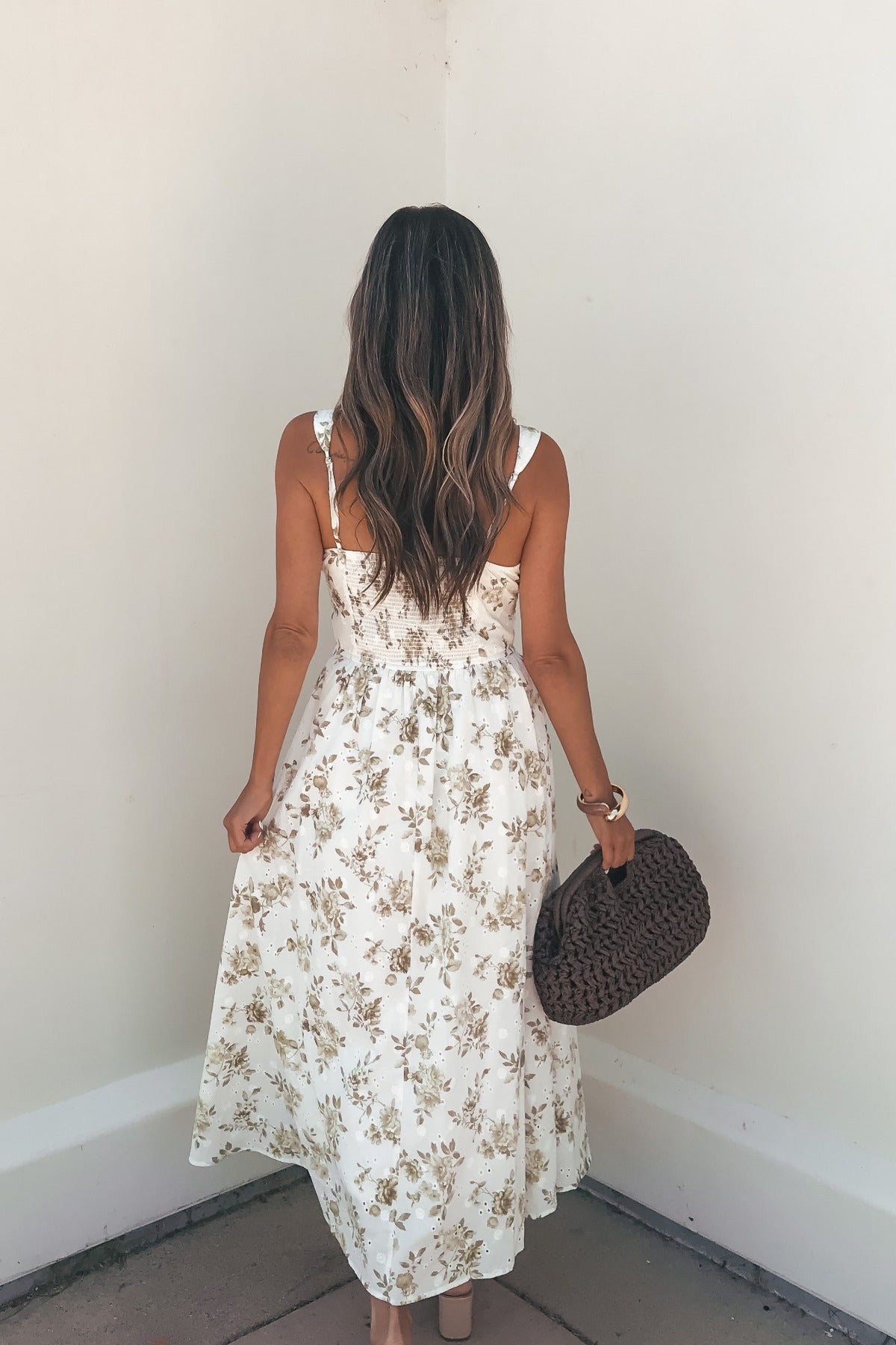 Women's Jen Floral Corset Midi Dress - Cream Large | Women's Online Boutique | Boho Chic Style | Magnolia Boutique