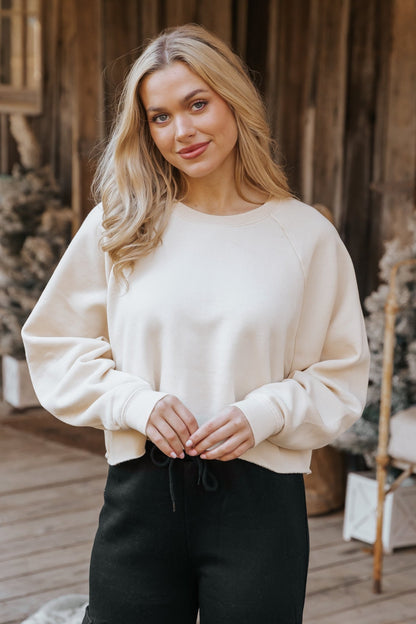 Jenna Cream Crew Neck Sweatshirt - Magnolia Boutique