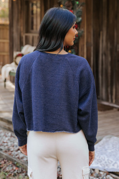 Jenna Navy Crew Neck Sweatshirt - Magnolia Boutique