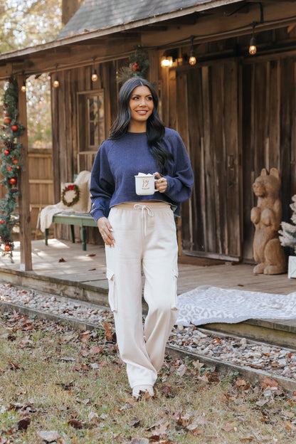 Jenna Navy Crew Neck Sweatshirt - Magnolia Boutique