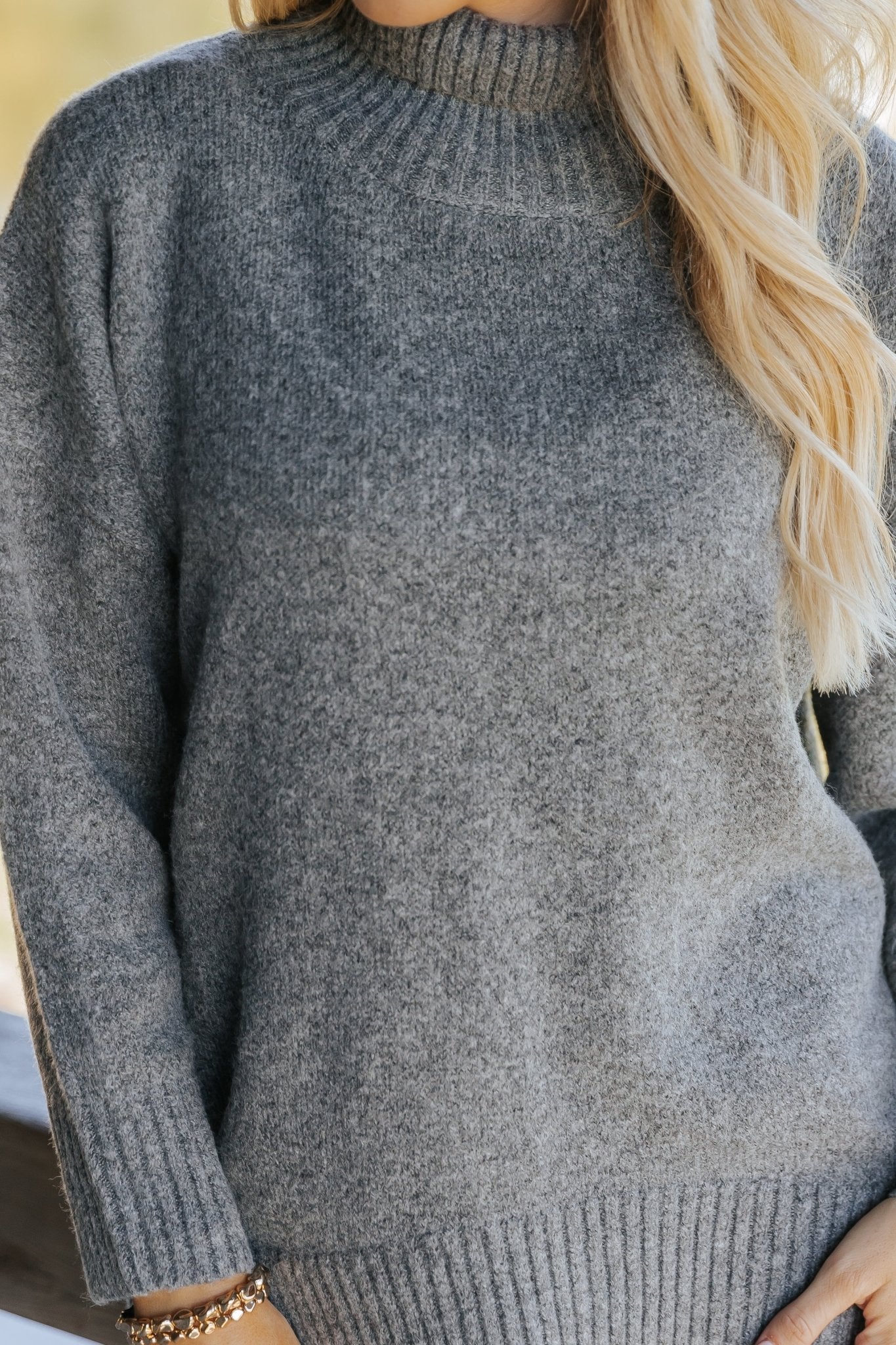 Joanna Brushed Turtleneck Sweater - Charcoal - Magnolia Boutique