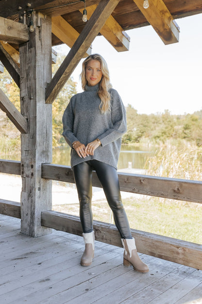 Joanna Brushed Turtleneck Sweater - Charcoal - Magnolia Boutique