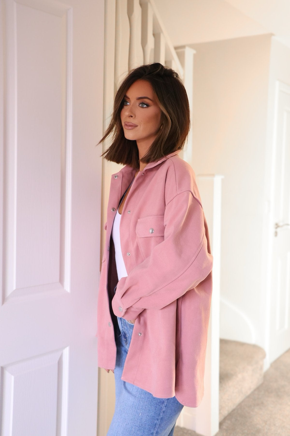 Jolene Pink Brushed Shacket - Magnolia Boutique