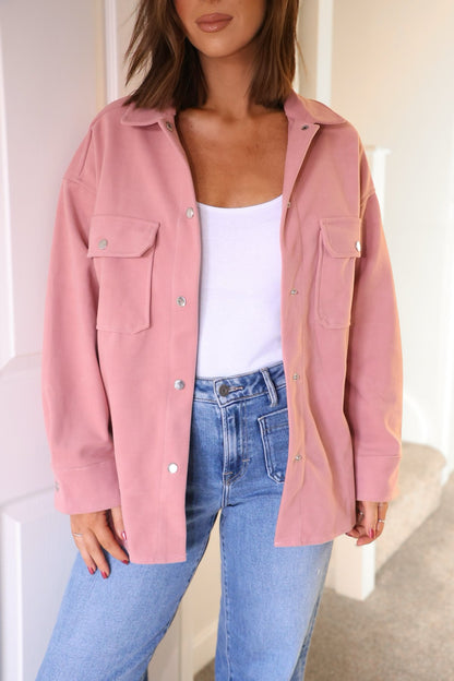 Jolene Pink Brushed Shacket - Magnolia Boutique