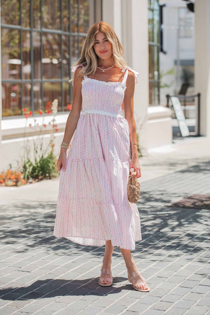 Juliette Crochet Tiered Midi Dress - Pink - FINAL SALE Medium | Women's Online Boutique | Boho Chic Style