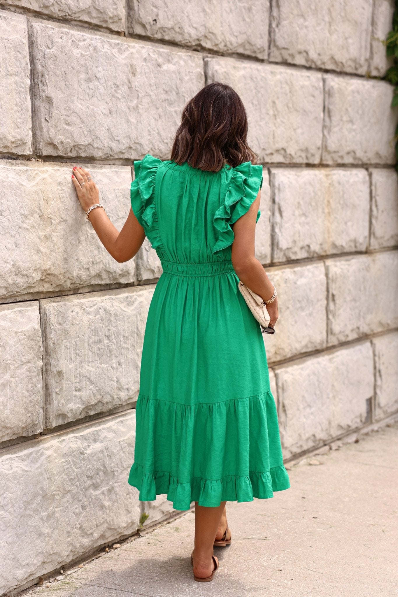 Ruffle Tiered Midi Dresses Kelly Green Ruffle Tiered Midi Dress