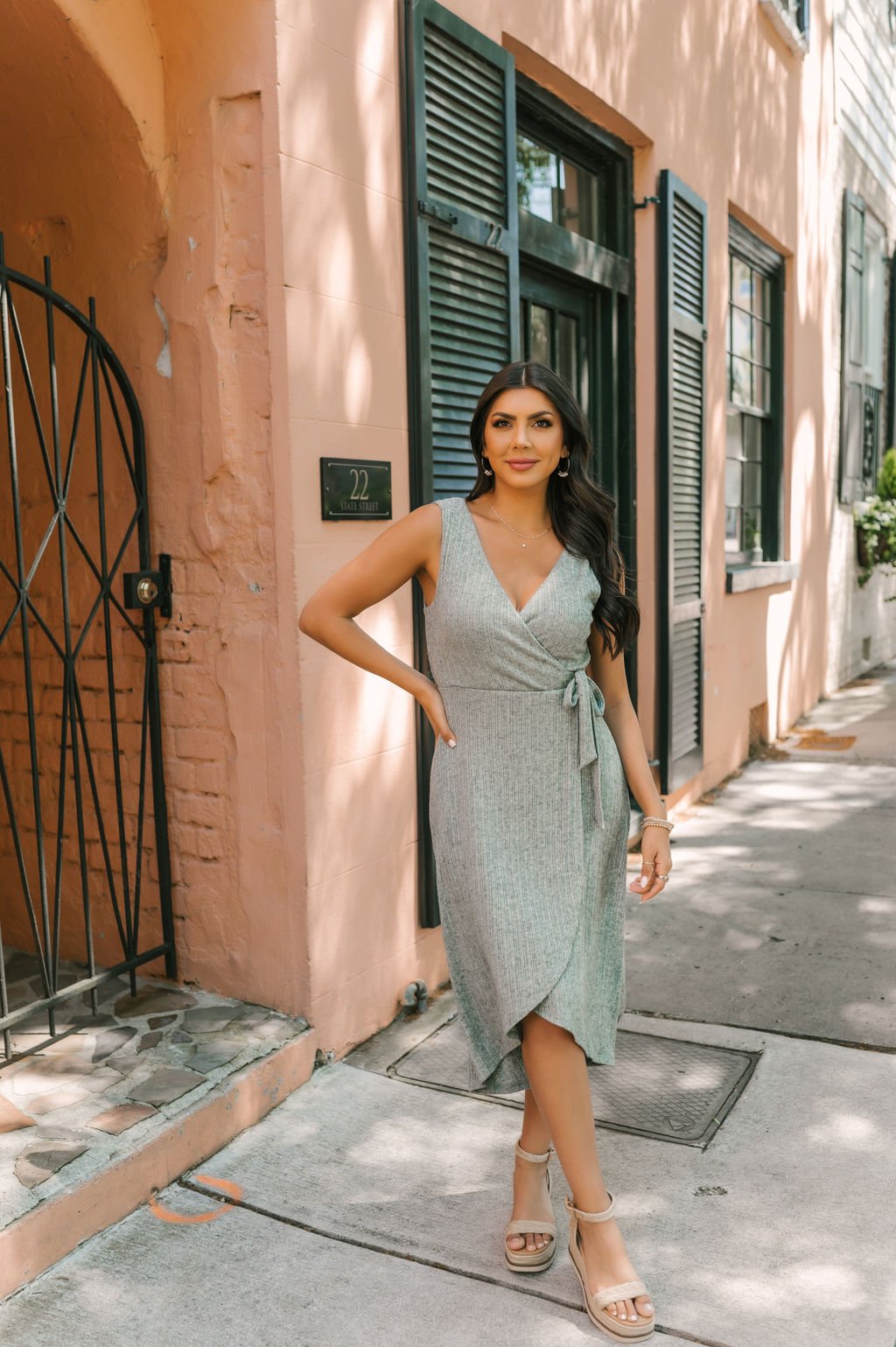 Laguna Beach V Neck Wrapped Midi Dress – Magnolia Boutique