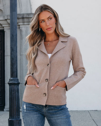 Latte Collared Button Down Jacket - Magnolia Boutique