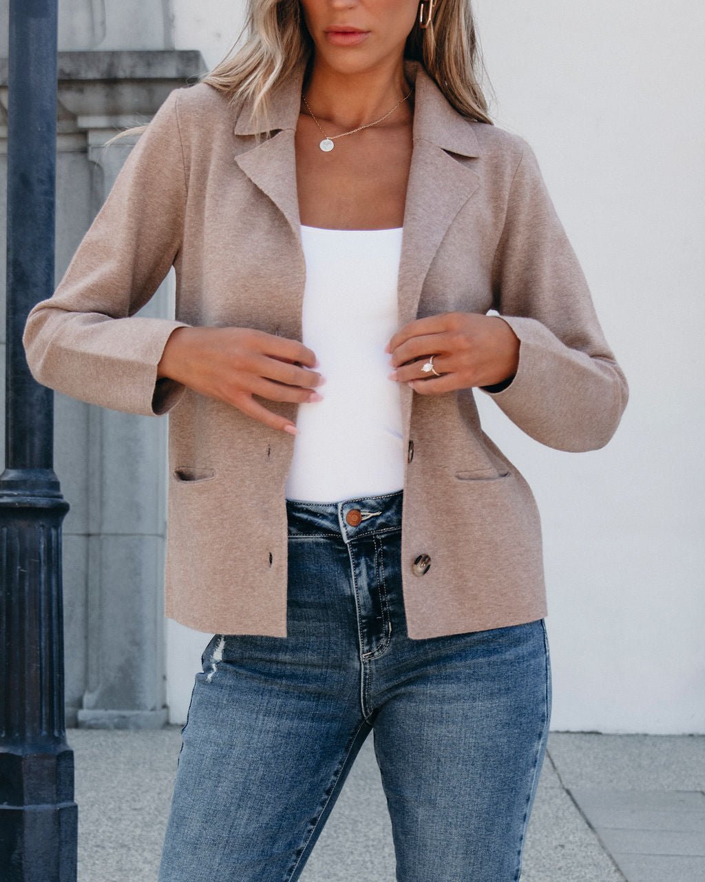 Latte Collared Button Down Jacket - Magnolia Boutique