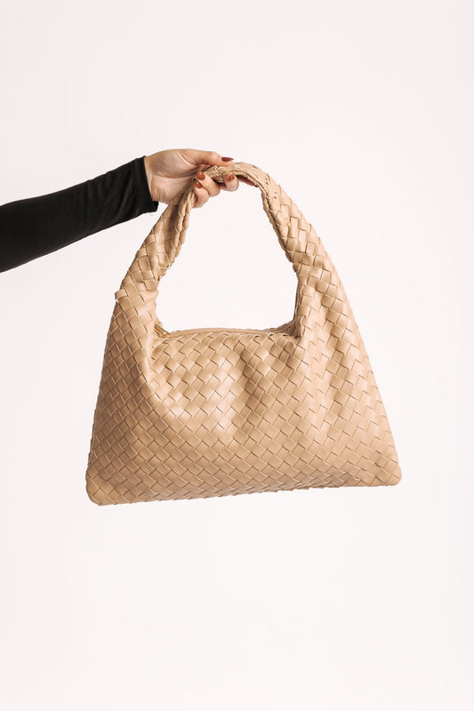 Leah Natural Woven Vegan Leather Shoulder Bag - Magnolia Boutique