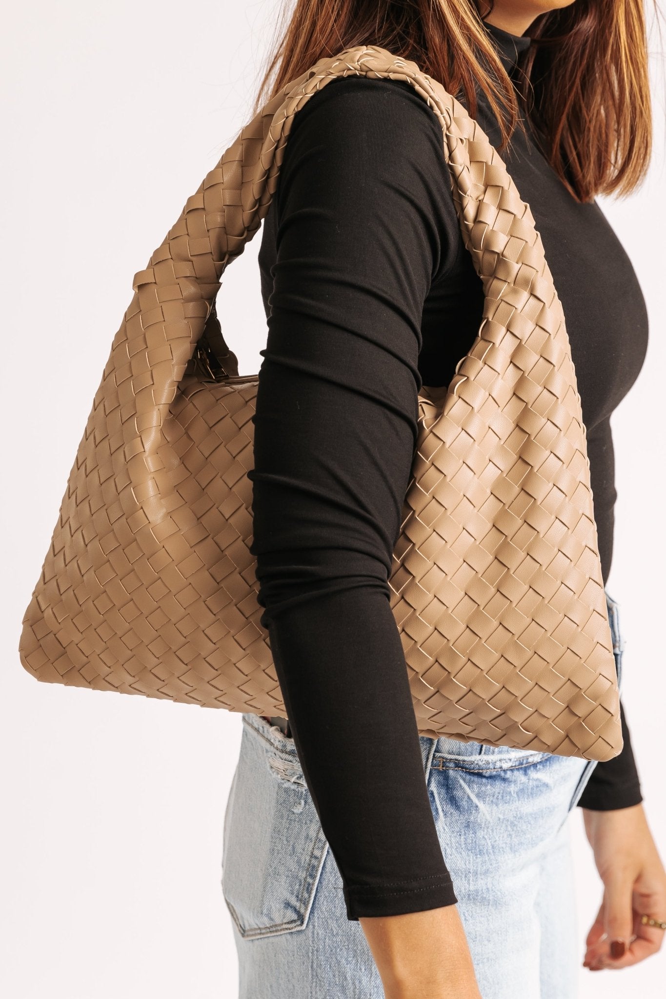 Leah Natural Woven Vegan Leather Shoulder Bag - Magnolia Boutique