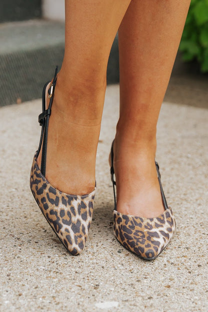 Leopard Print Sling Back Kitten Heels - Magnolia Boutique