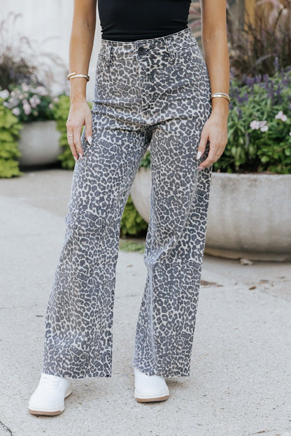 Leopard Straight Wide Leg Pants - Magnolia Boutique