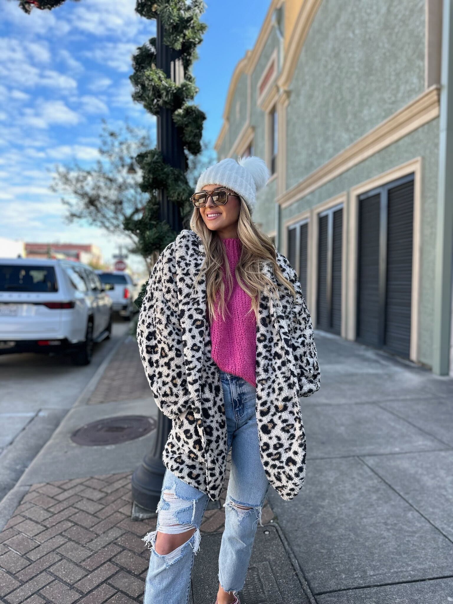 Leopard Teddy Fleece Hooded Cardigan - Magnolia Boutique