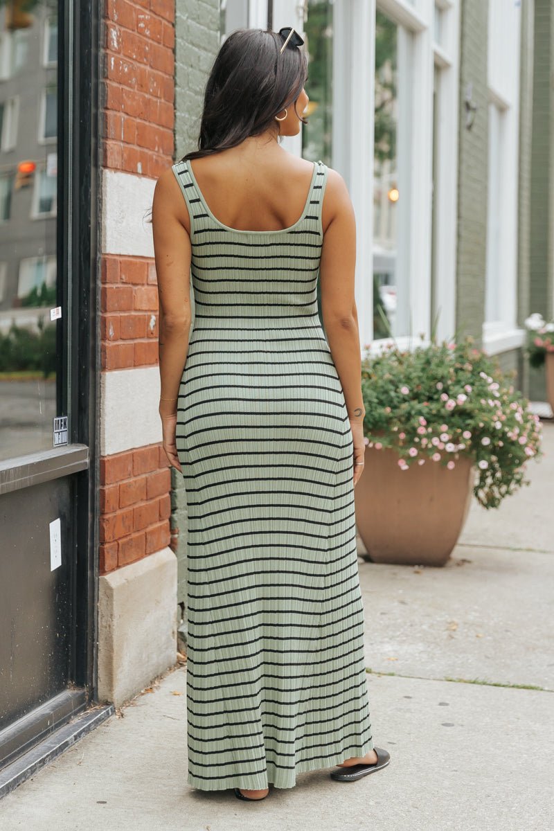 Light Green Striped Tank Maxi Dress - Magnolia Boutique